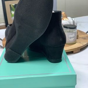 Black suede wedge heels